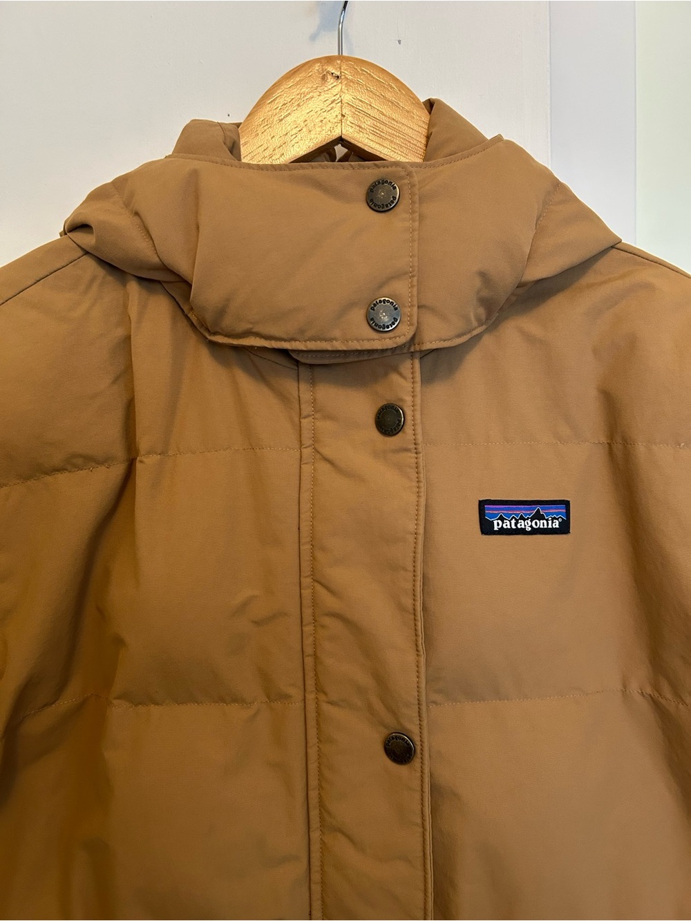 Patagonia Downdrift Parka hooded puffer tan size small - Picture 5 of 6